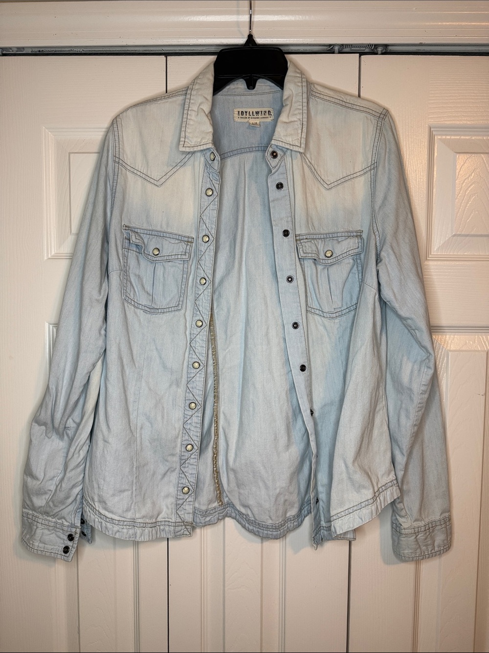 Idyllwind Light Wash Denim Shirt Jacket in Pale Blue